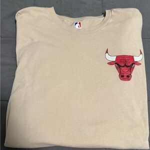 NBA Beige Long Sleeve Chicago Bulls Tee Mens XL